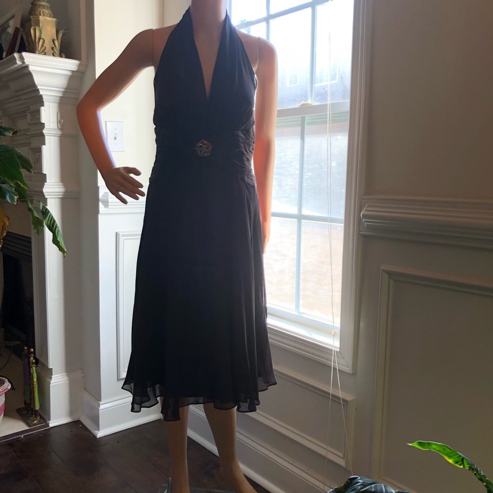 Brown flared all silk dress